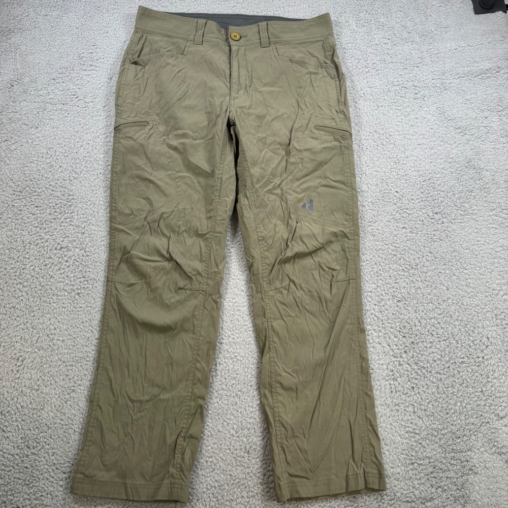 Eddie Bauer Mens 32x29 Green Outdoor Cargo‎ Pants Zip Pockets Hiking Travel